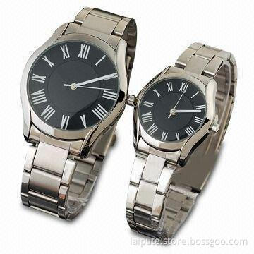 Metal Watch with Unique Hands, Stainless Steel Band and Alloy Case